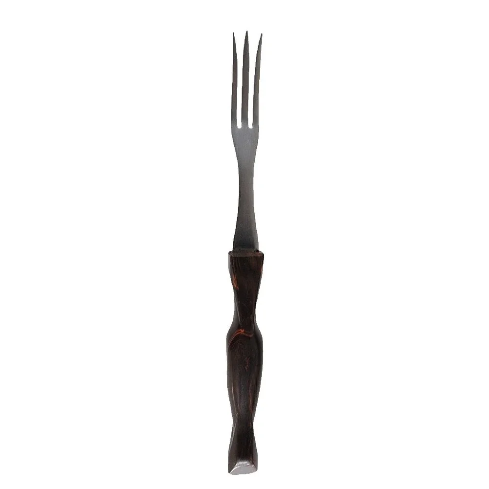 Cutco No 1726 Stainless Turning Fork Classic Brown Swirl Marble Handle 3 Tine